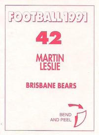1991 Select AFL Stickers #42 Martin Leslie Back